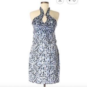 White House Black Market Blue Halter Casual Dress Size M